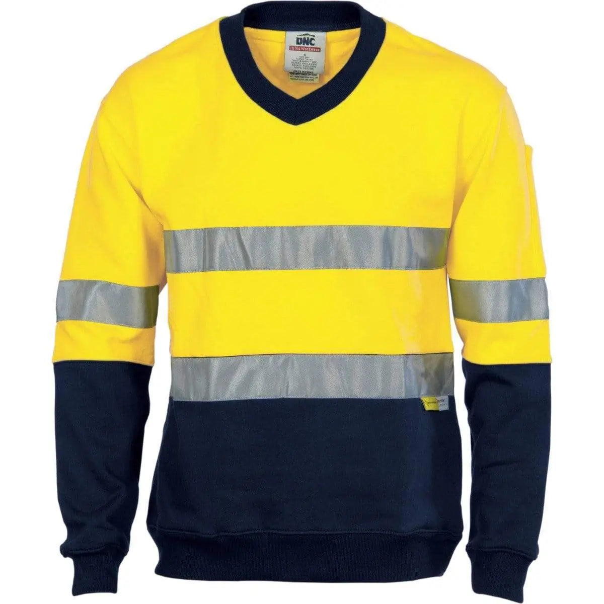 Dnc Workwear Hi-vis Two-tone Cotton Fleecy V-neck Sweatshirt With 3m R/tape - 3924 Metro Workwear.